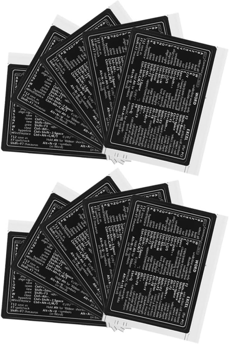 Kisangel 10pcs Keyboard Shortcut Stickers Universal Laptop Quick Access Reference Guide Decals Removable Vinyl for Office and Spreadsheet Use - Image 1