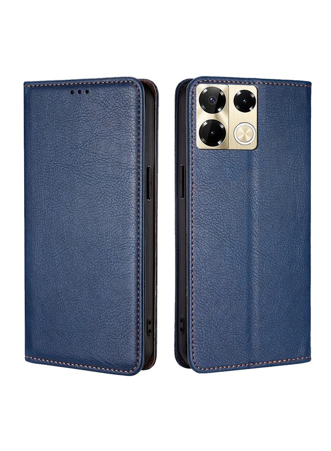 جرين تايجر جراب هاتف جلدي مغناطيسي بلون سادة لامع لهاتف Infinix Note 40 Pro 5G (أزرق)