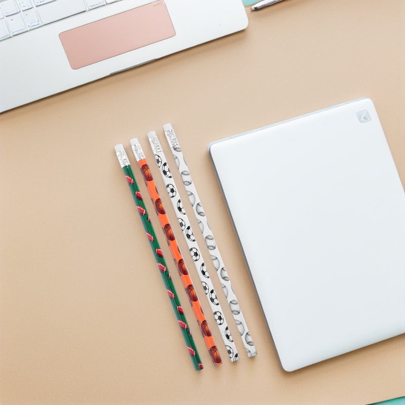 48pcs Sports Pencils With Erasers: Basketball Football Soccer Themed Pencils - For School Stationery Birthday Party Favors And Drawing Supplies - Image 3