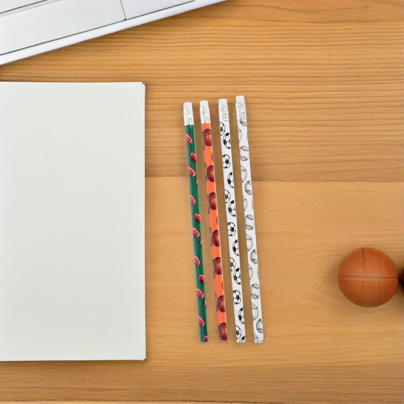 48pcs Sports Pencils With Erasers: Basketball Football Soccer Themed Pencils - For School Stationery Birthday Party Favors And Drawing Supplies - Image 2