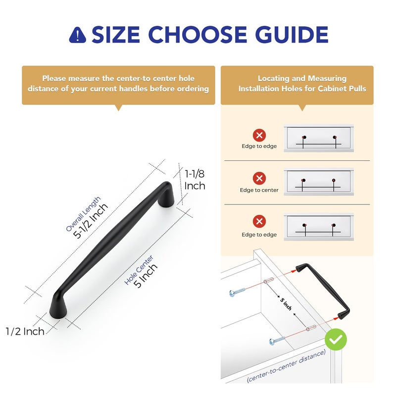 Ravinte 10 Pack 5 Inch Matte Black Kitchen Cabinet Handles Solid Zinc Alloy Cabinet Pulls Cupboard Hardware Drawer Handles - Image 3