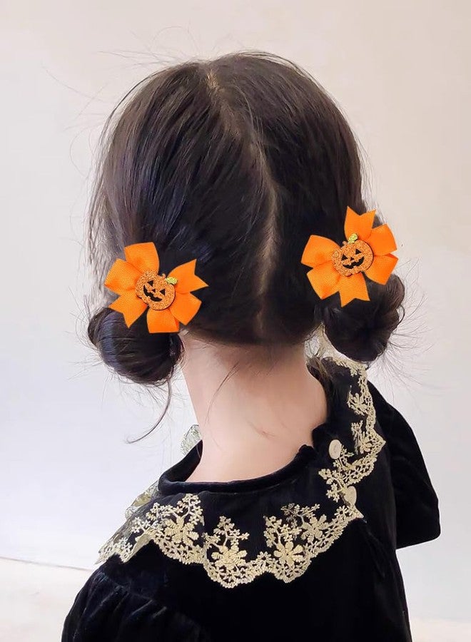 Guqqeuc Halloween Hair Bows Pumpkin Hair Clips for Girls Cute Halloween Barrettes for Little Girls Bowknot Hair Clip for Halloween Cosplay Hair Accessories 2 Pcs - Image 4