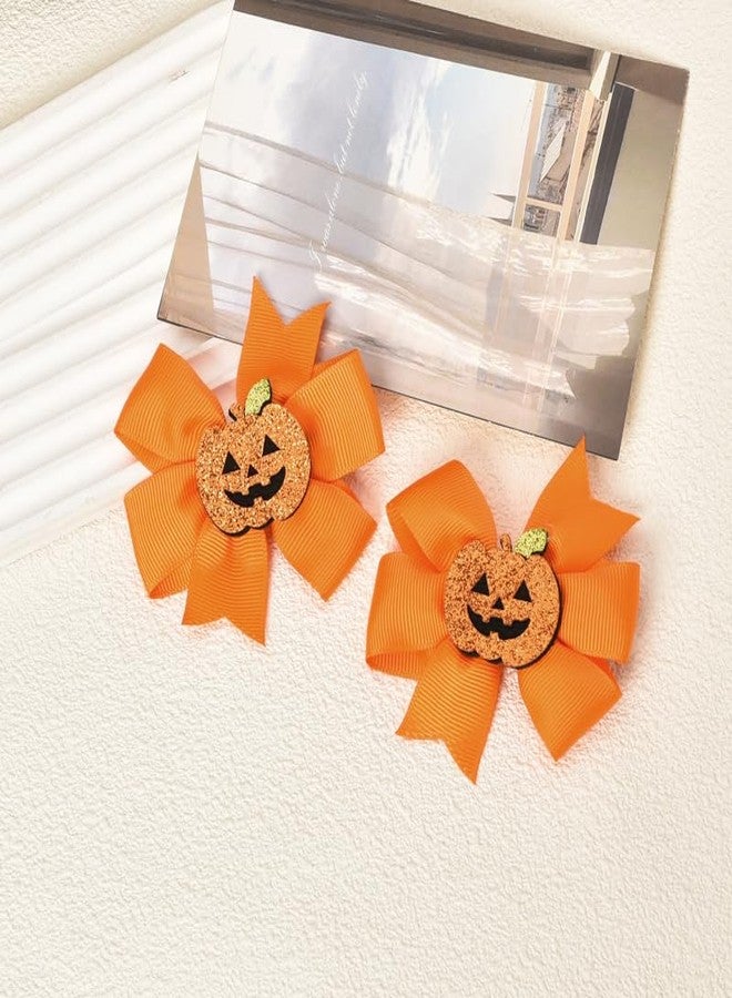 Guqqeuc Halloween Hair Bows Pumpkin Hair Clips for Girls Cute Halloween Barrettes for Little Girls Bowknot Hair Clip for Halloween Cosplay Hair Accessories 2 Pcs - Image 5
