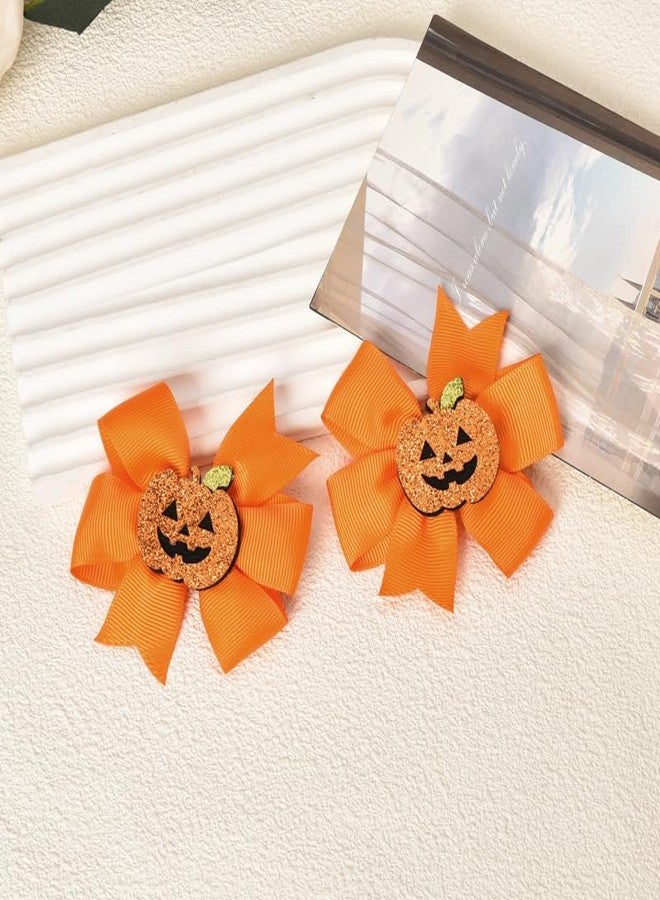 Guqqeuc Halloween Hair Bows Pumpkin Hair Clips for Girls Cute Halloween Barrettes for Little Girls Bowknot Hair Clip for Halloween Cosplay Hair Accessories 2 Pcs - Image 3