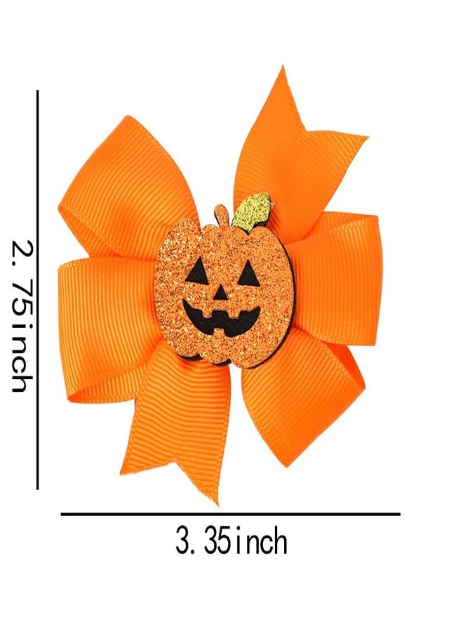 Guqqeuc Halloween Hair Bows Pumpkin Hair Clips for Girls Cute Halloween Barrettes for Little Girls Bowknot Hair Clip for Halloween Cosplay Hair Accessories 2 Pcs - Image 2
