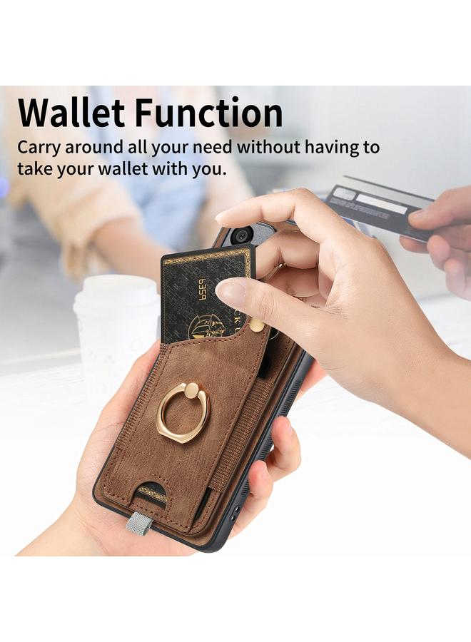 S-TOP Case For Realme C53 Retro Skin-feel Ring Card Bag Phone Case with Hang Loop - Image 5