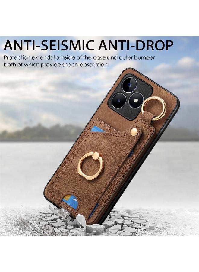 S-TOP Case For Realme C53 Retro Skin-feel Ring Card Bag Phone Case with Hang Loop - Image 2