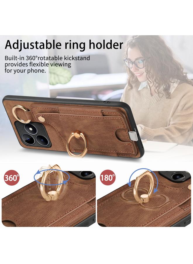 S-TOP Case For Realme C53 Retro Skin-feel Ring Card Bag Phone Case with Hang Loop - Image 4