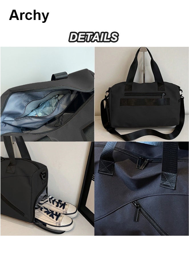 Archy Unisex Multi-Functional Travel & Gym Bag - Large-Capacity, Dry-Wet Separation, 2-Way Carry (Crossbody/Handheld) | Stylish Black with Geometric Splicing - Image 4