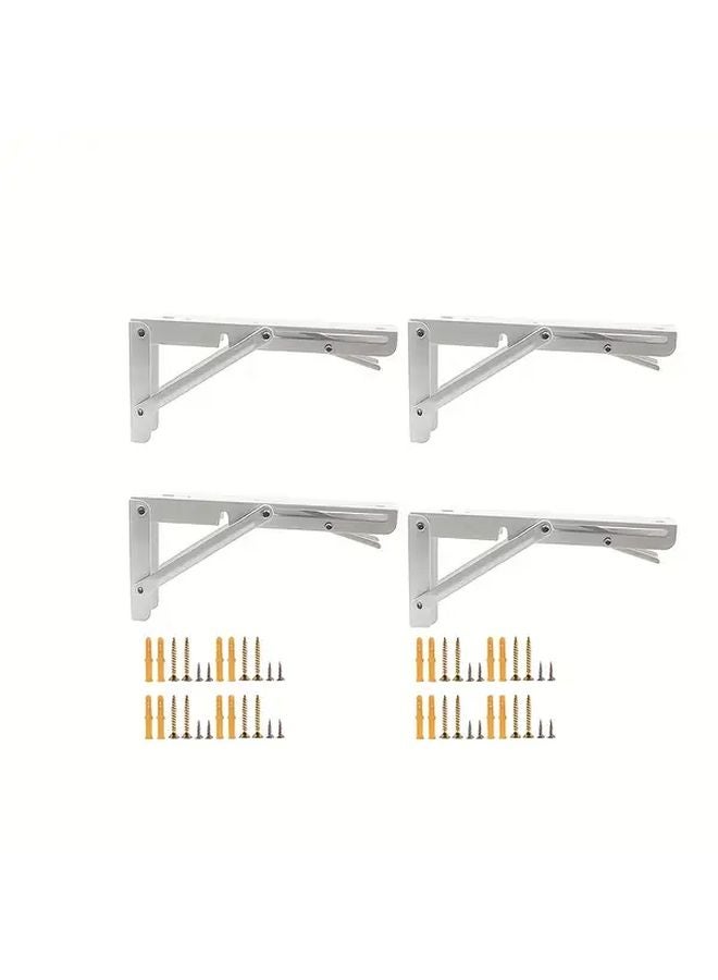 4Pcs White Folding Shelf Bracket 7 55in Heavy Duty 300lbs Capacity Wall Mounted - Image 4