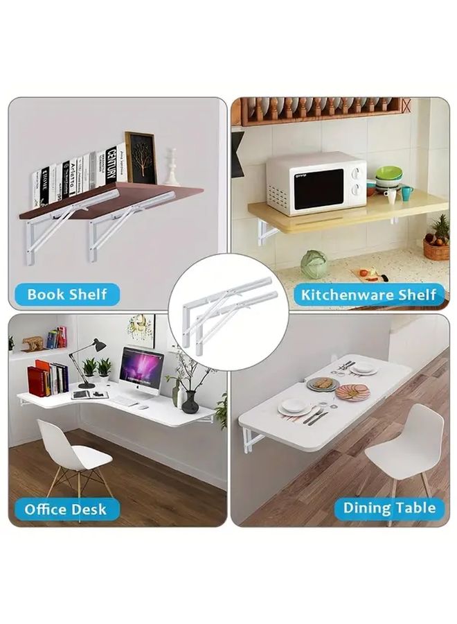 4Pcs White Folding Shelf Bracket 7 55in Heavy Duty 300lbs Capacity Wall Mounted - Image 3