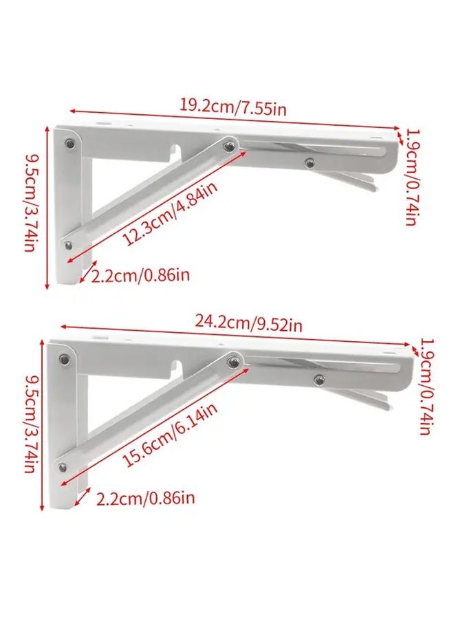 4Pcs White Folding Shelf Bracket 7 55in Heavy Duty 300lbs Capacity Wall Mounted - Image 5