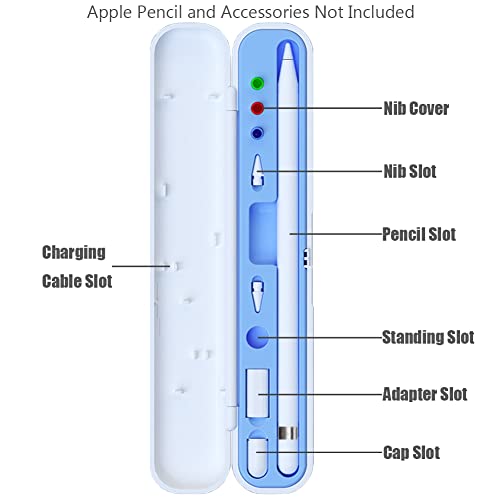 YINVA Pencil Case for Apple Pencil 2nd Generation and 1st Gen, Pencil Holder Storage Box Design for iPad Pencil Tips Accessories(Blue) - Image 3