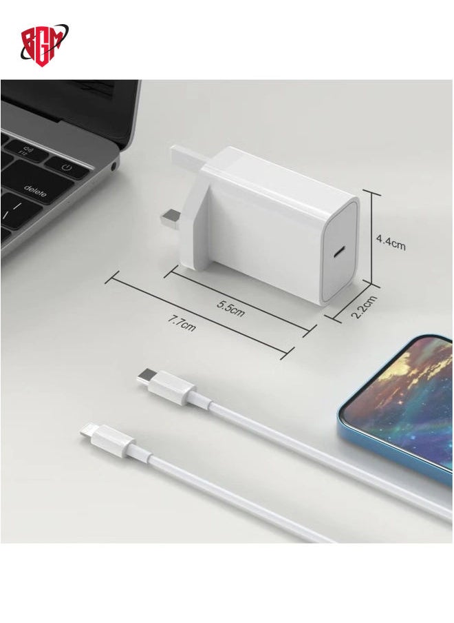 BGM - 20W Type C Fast Charger Adapter for iphone 14 pro/ 14 pro max/14/13/12/11, USB C Fast Charging Plug with Cable 1M - Image 1