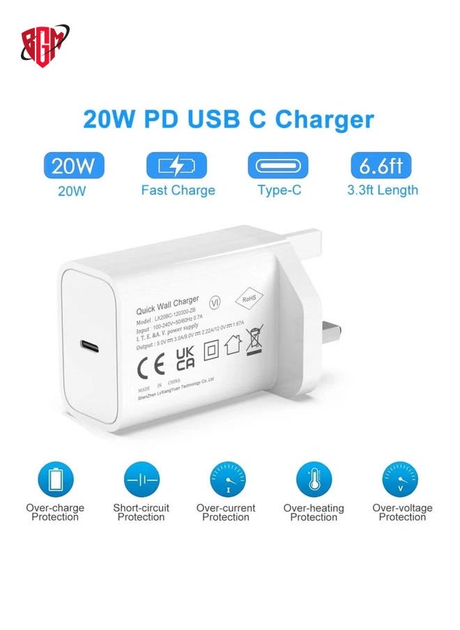 BGM - 20W Type C Fast Charger Adapter for iphone 14 pro/ 14 pro max/14/13/12/11, USB C Fast Charging Plug with Cable 1M - Image 1