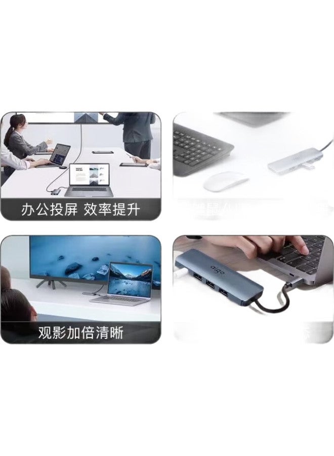 aigo Type-C Hub Usb Splitter Hdmi Adapter Hub Hub Laptop Adapter Pd100W Fast Charging Usb Expansion Dock T05-H1 (Metal) - Image 1