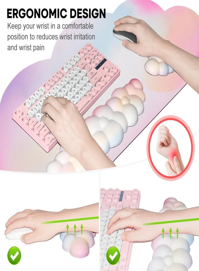 JIKIOU Large Cloud Mouse Pad & Keyboard Wrist Rest Set, Ergonomic Gaming & Office Mouse Pad with Rainbow Color, Waterproof & Non-slip Surface, Wrist Support - Image 4