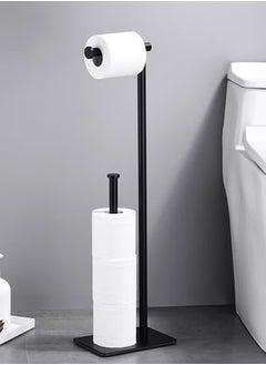 Quivlox Stainless Steel Toilet Paper Holder Bathroom Toliet Decor Decoration Tissue Paper Roll Holder Free Standing Storage for Bathroom Floor Standing Toilet Roll Dispenser(Black)  - Image 5