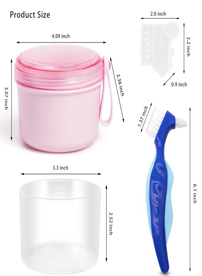 Mckkor Denture Case with Denture Brush, Waterproof Denture Bath with Portable Denture Brush Holder,Partial Denture Case with Basket denture cups for soaking dentures (pink - Image 5