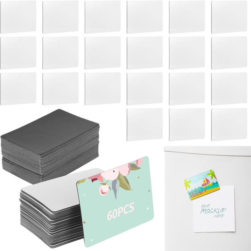 Heat Transfer Printing On 60 Pcs Sublimation Blanks, Customizable Adhesive Rectangles for Decoration at Office and Home, Black Smooth for Fridge - Image 1