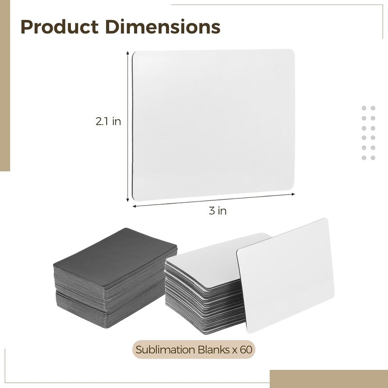 Heat Transfer Printing On 60 Pcs Sublimation Blanks, Customizable Adhesive Rectangles for Decoration at Office and Home, Black Smooth for Fridge - Image 5