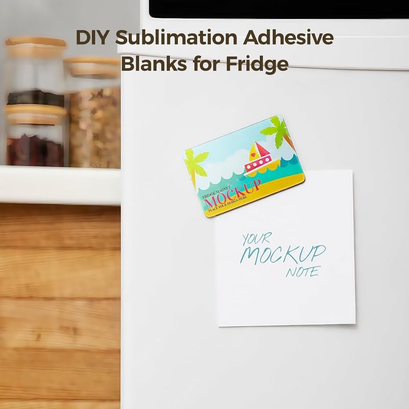Heat Transfer Printing On 60 Pcs Sublimation Blanks, Customizable Adhesive Rectangles for Decoration at Office and Home, Black Smooth for Fridge - Image 2
