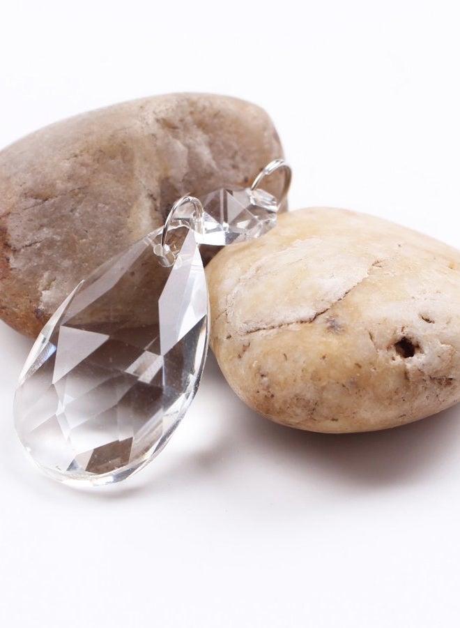 BIHRTC (38mm, Clear-38mm) - 12Pcs38mm Clear Crystal Teardrop Chandelier Prisms Parts Hanging Galss Crystal Pendants Beads +50pcs Metal Split Ring + 50pcs 14mm Octagonal Beads - Image 3