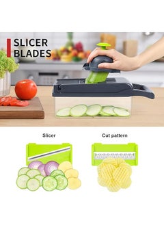 JoyousSto 14 in 1 Vegetable Chopper, Onion Chopper, Mandolin Slicer，multi-function vegetable and fruit chopper, replaceable blade chopper, slicer set, Dicing Machin，suitable for home kitchen  - Image 4
