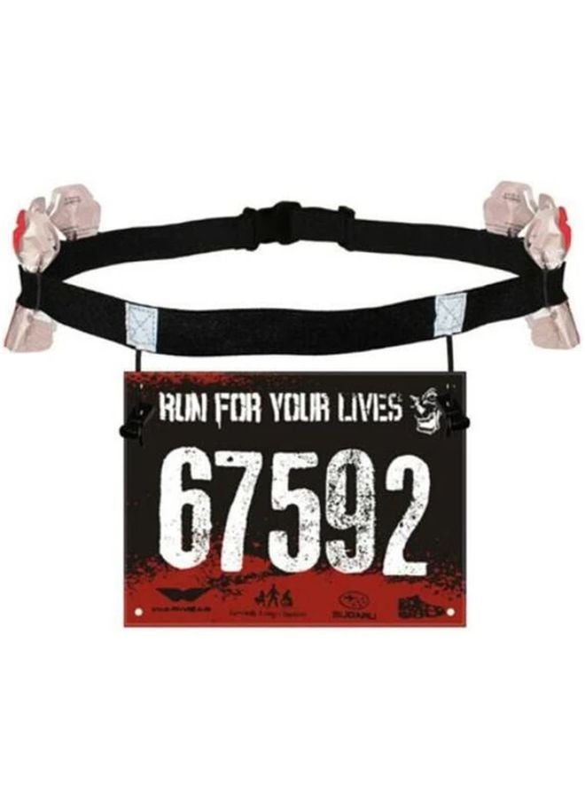 Black Adjustable Running Waist Belt With Gel Number Holder Durable Polyester For Marathons Triathlons Gym Fitness - Image 3