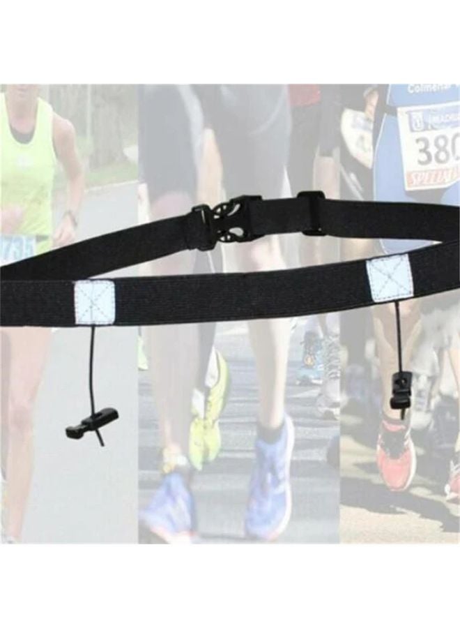 Black Adjustable Running Waist Belt With Gel Number Holder Durable Polyester For Marathons Triathlons Gym Fitness - Image 2