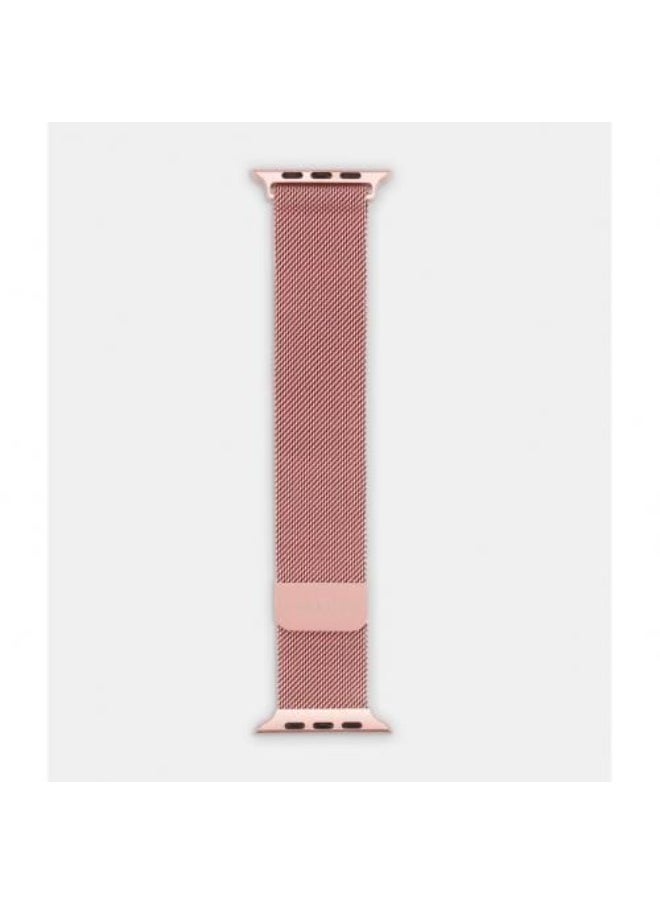 Generic - Reliable Reach Milanese Magnetic Loop Band For Apple Watch 44/45mm Adjustable Braided Series Nike+ Sports Edition - Rose Pink - Image 1