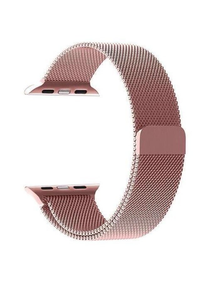 Generic - Reliable Reach Milanese Magnetic Loop Band For Apple Watch 44/45mm Adjustable Braided Series Nike+ Sports Edition - Rose Pink - Image 1