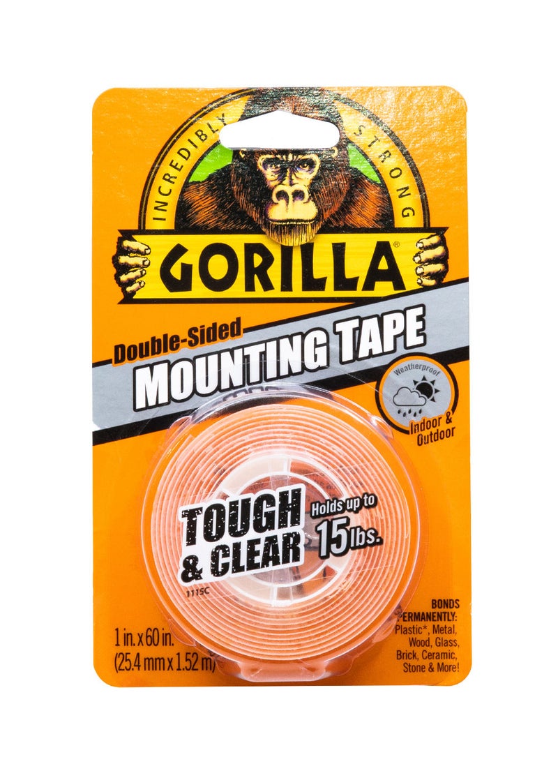 Gorilla Double Side Mounting Tape Tough & Clear 1" X 60" - Image 1