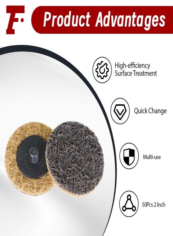findmall 50Pcs 2 Inch Brown Quick Change Surface Prep Conditioning Discs, Coarse Grit for Cleaning, Finishing and Deburring on All Metals - Image 3
