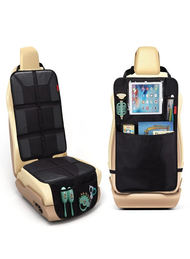 Kaiphy Car Seat Protector with Thick Padding + Backseat Car Organizer, XL Car booster protector for Child Baby Carseat, Waterproof & Durable 600D Fabric, Kick Mat Back Seat w/Storage Pockets - Image 1