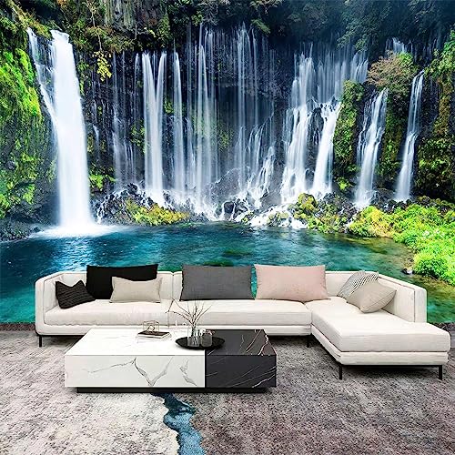 WFBHUAWall Mural Waterfall Green Nature Lake Landscape Wallpaper Decor for Bathroom Living Room BedroomNot Peel and Stick - Image 1