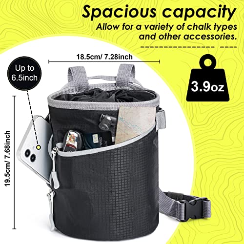 MIUONO Chalk Bag for Rock Climbing and Bouldering - Bucket with 2 (65g) Chalk Balls, 2 Waterproof Zipper for Gymnastics, Cross Fit, and Lifting (Large) - Image 4