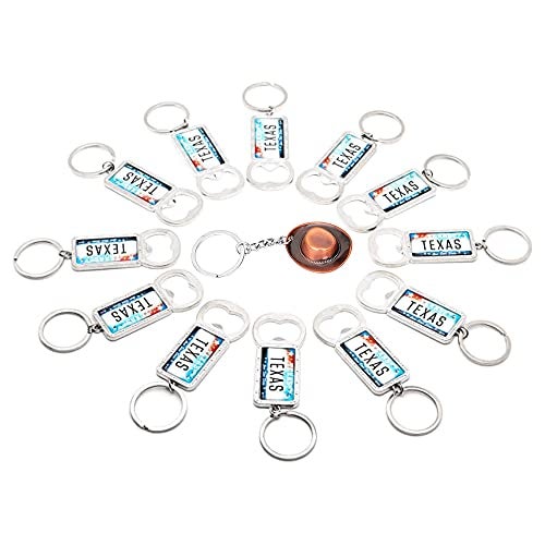 Lamatar1 Texas Bottle Opener with Texas License Plate Key chain Pack of 12 - Image 1