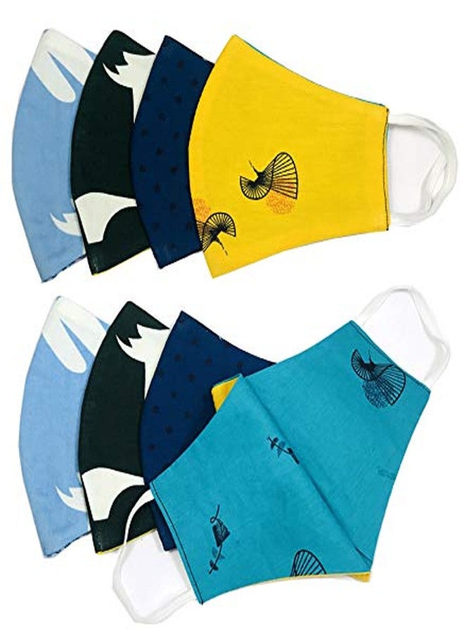 Evisha Wearable Assorted Print Printed Pure Cotton Cloth Double Layered Washable Reusable Mask (8 Both Side) - Image 1