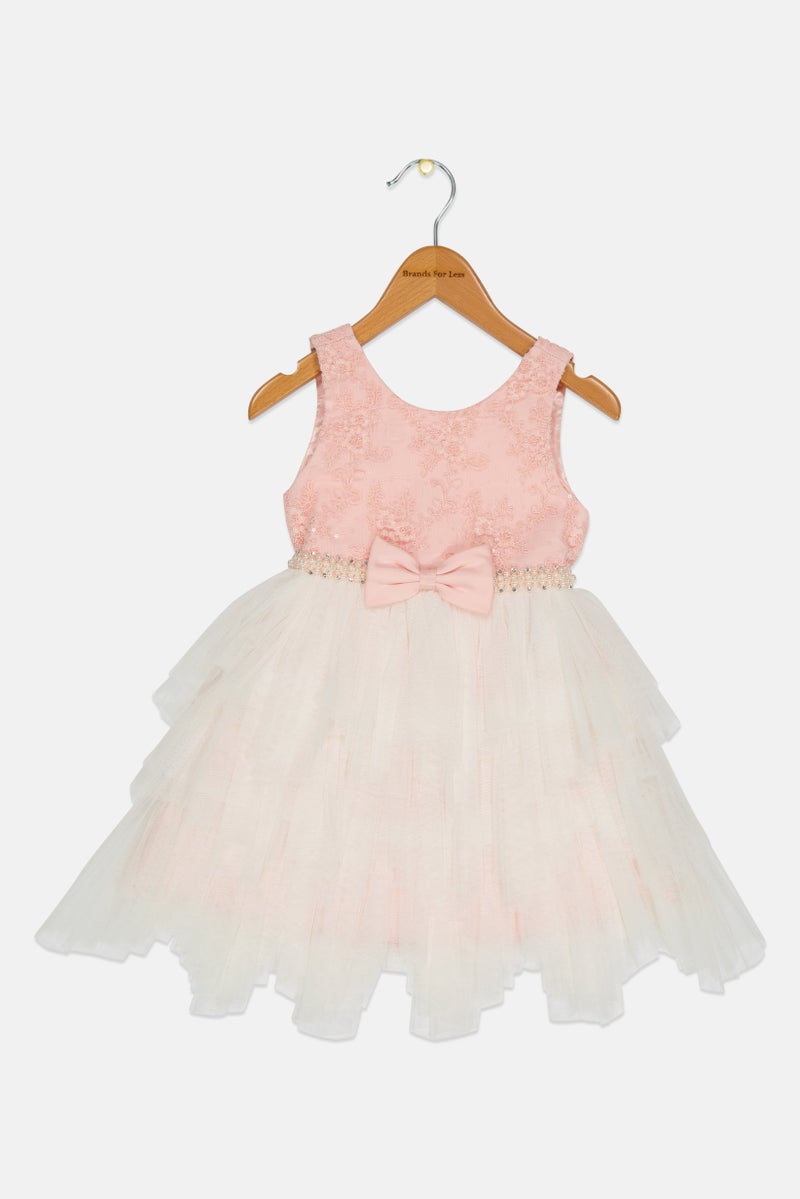 american Princess Toddlers Girl Textured Partywear Dress, Multicolor  - Image 1