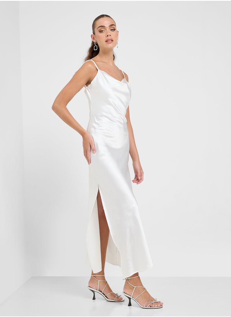 Ginger Satin Cowl Neck Dress With Slit  - Image 4