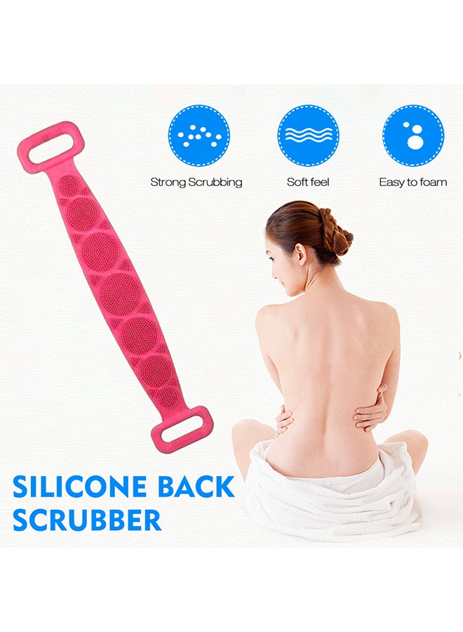 أداة تقشير الظهر أثناء الاستحمام من السيليكون بوجهين وردي 72سم - Image 4