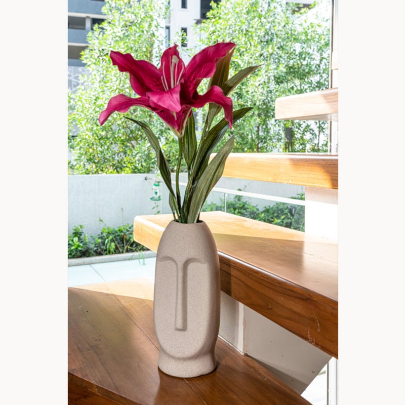 PulGos Ceramic Face Shape Flower Vase (9.8"x3.9", White) – Modern Decorative Vase for Artificial Flowers, Plants, Home, Office, Bedroom & Living Room Accent, Farmhouse Table or Corner Decor - Image 5