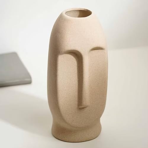 PulGos Ceramic Face Shape Flower Vase (9.8"x3.9", White) – Modern Decorative Vase for Artificial Flowers, Plants, Home, Office, Bedroom & Living Room Accent, Farmhouse Table or Corner Decor - Image 3