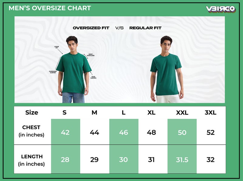 Veirdo® Royal Blue Oversized Cotton Graphic Print Round Neck T-Shirt with Back Print for Men (S) - Image 3