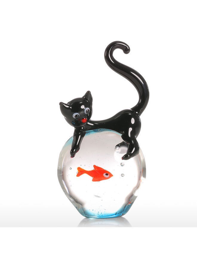 نيبمينينت ديكور منزلي من الزجاج بتصميم قطة وسمكة ذهبية متعدد الألوان - Image 1