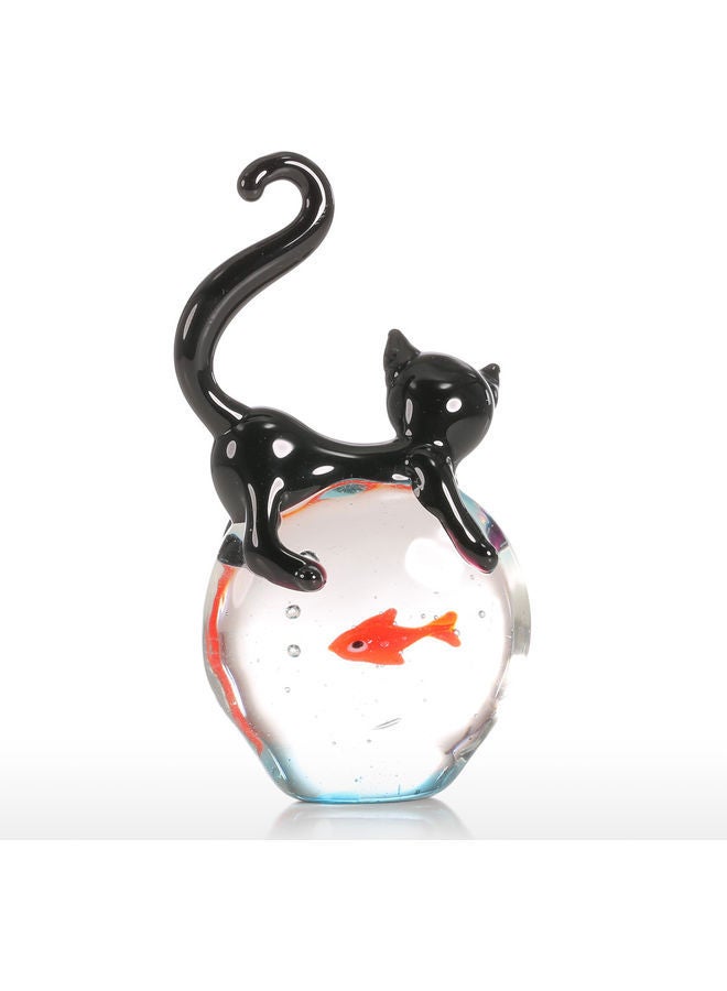 نيبمينينت ديكور منزلي من الزجاج بتصميم قطة وسمكة ذهبية متعدد الألوان - Image 2