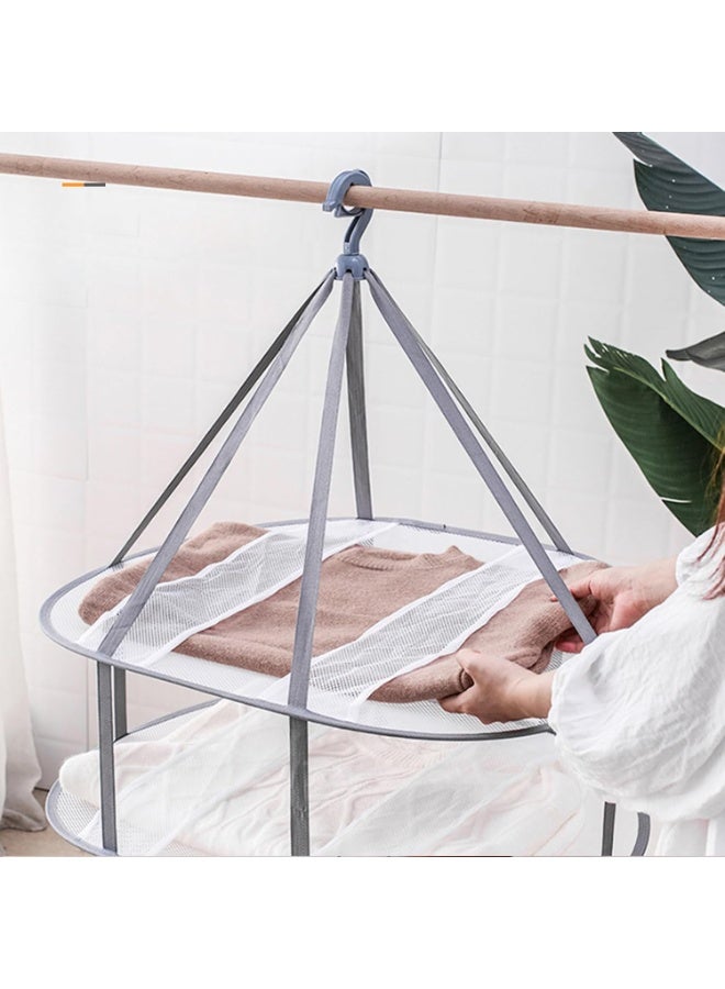 Looca Clothes Hanging Dryer, Three Tier Folded Mesh Drying Rack, Lightweight And Portable Clothes Drying Stand, Breathable Polyester Clothes Hanger, (1pc, Light Grey) - Image 2