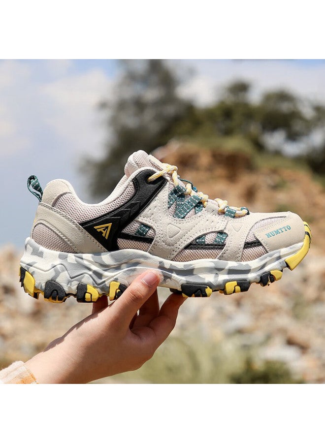 HUMTTO Humtto Women's Outdoor Mountaineering Shoes Lightweight Comfortable Casual Hiking Shoes Professional Anti-slip Climbing Shoes Beige Size 40 - Image 1