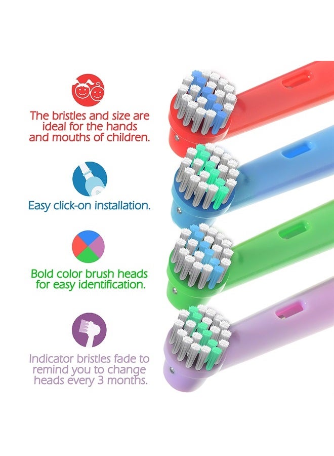 Replacement Toothbrush Heads for Oral B Braun Electric Toothbrush- 8 Pk of Kids Colorful Brush Heads Compatible with Oralb- Soft Bristles, Small Heads, Fits Pro 1000, Triumph, Clean, io, Cross+ More